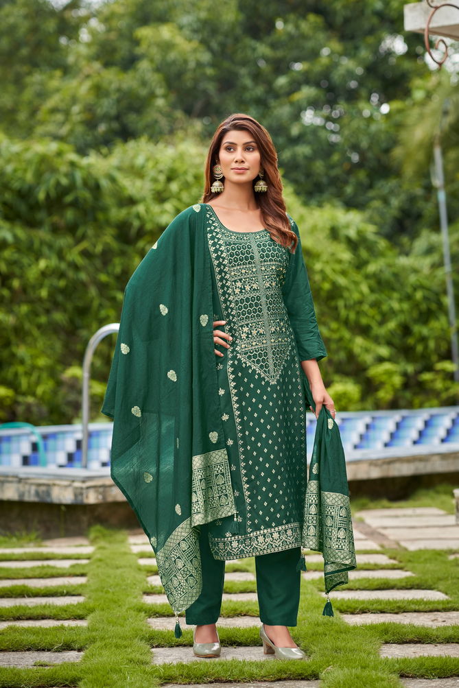 Banarasi By Ossm Viscose Dola Silk Designer Kurti With Bottom Dupatta Wholesale Online